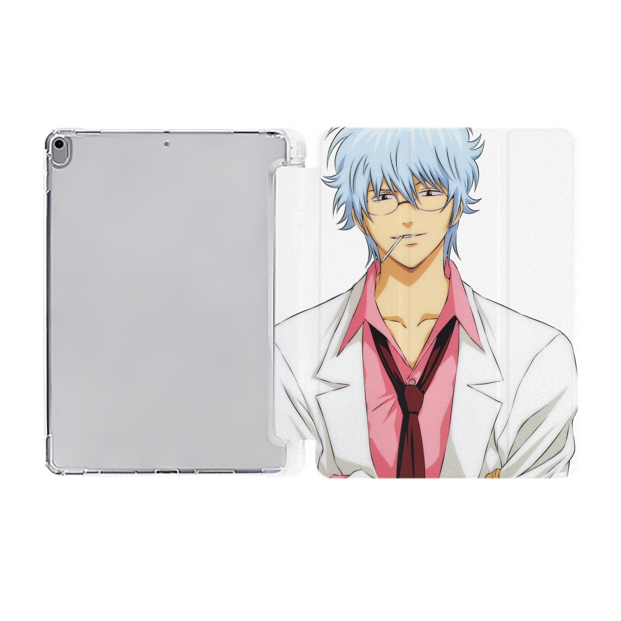 ぎんたま 坂田銀時（さかたぎんとき） 神楽 志村新八（しむら しんぱち） GINTAMA Sakata Gintoki Kagura Shimura Shinpachi IPad ケース ペン収納付き 三つ折りスタンド PUレザー×シリコン 対応機種9.5/10.5/10.9インチ